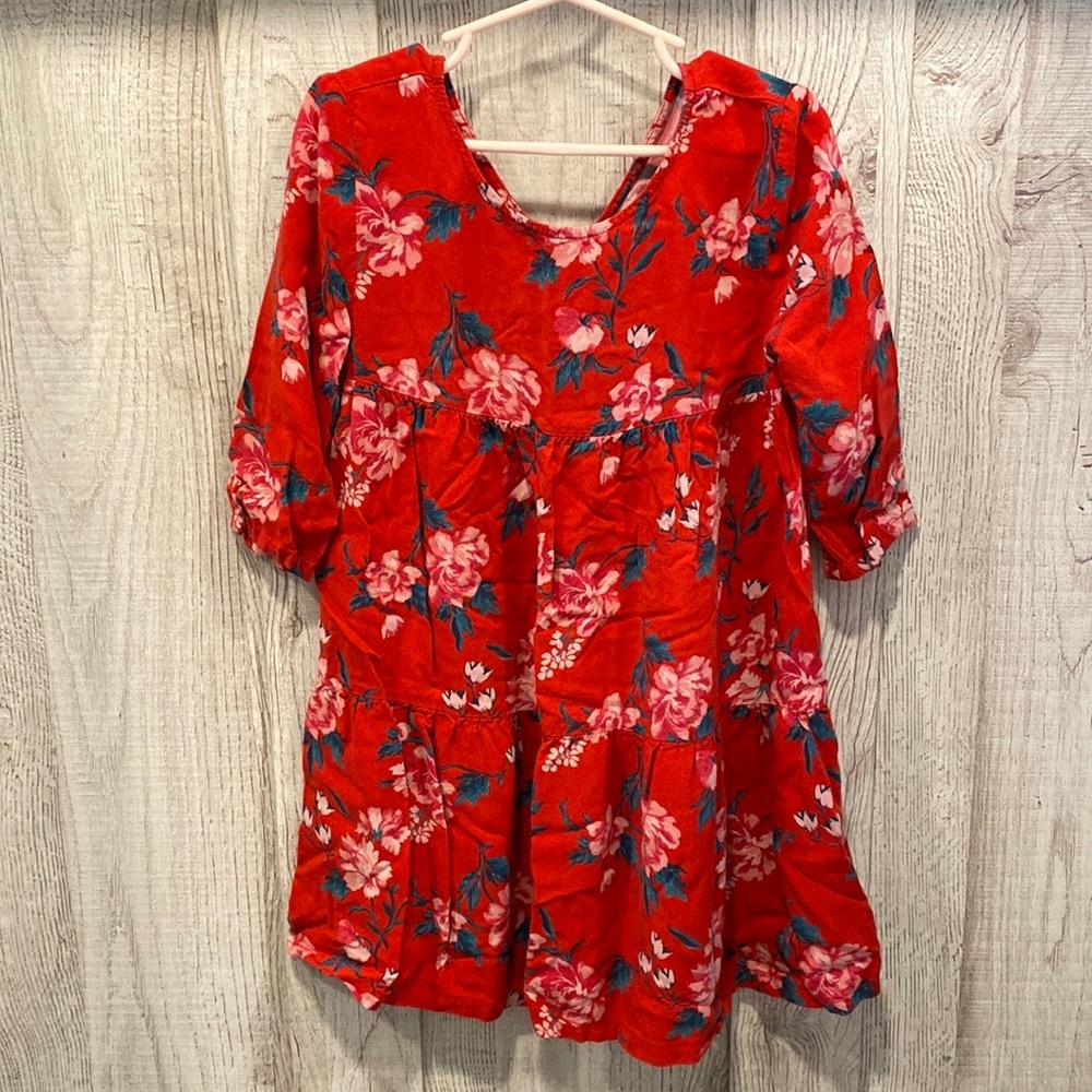 Girls Old Navy Red Floral Dress, S (6/7)